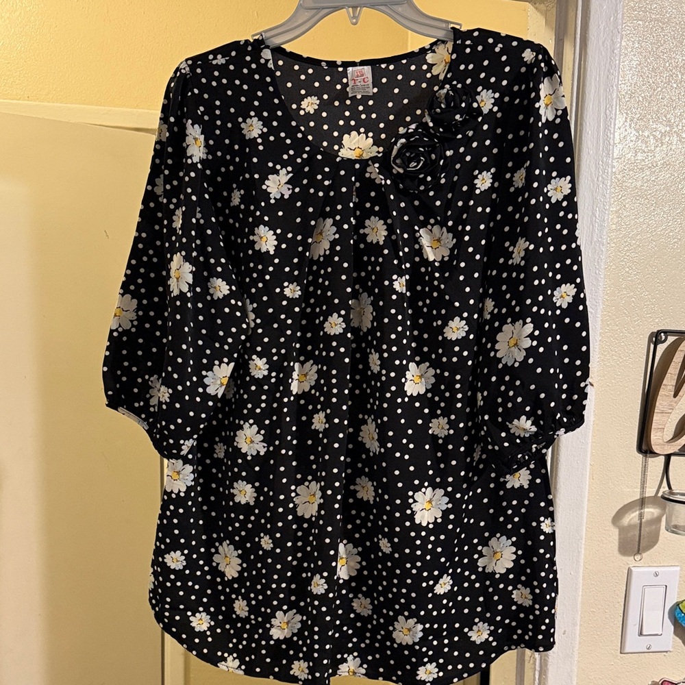 TC Black Floral Women's Blouse